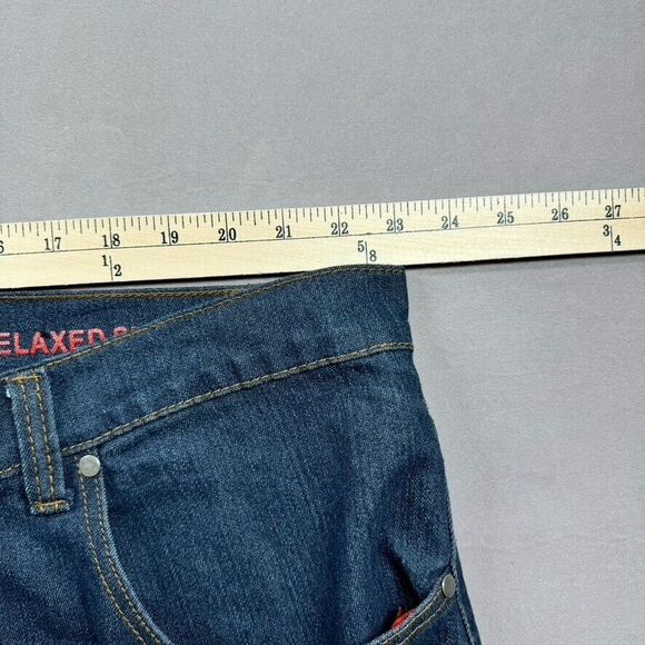 Linea Uomo Jeans Mens 42x30 Blue Relaxed Baggy Denim Skate Grunge Dark Wash - Picture 12 of 16